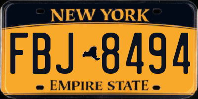 NY license plate FBJ8494