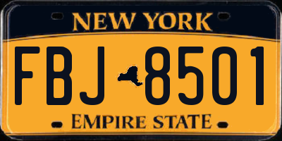 NY license plate FBJ8501
