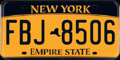 NY license plate FBJ8506