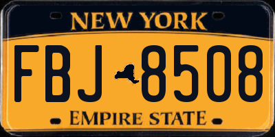 NY license plate FBJ8508