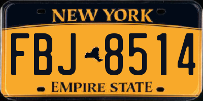 NY license plate FBJ8514