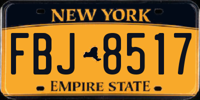 NY license plate FBJ8517