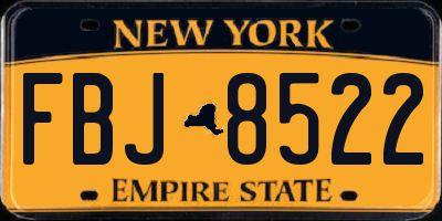 NY license plate FBJ8522