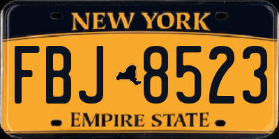 NY license plate FBJ8523