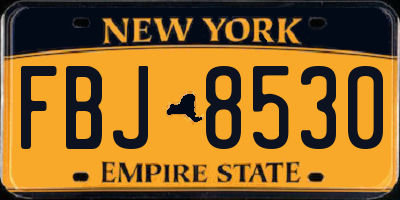 NY license plate FBJ8530