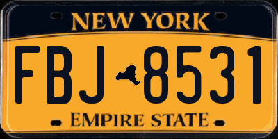 NY license plate FBJ8531