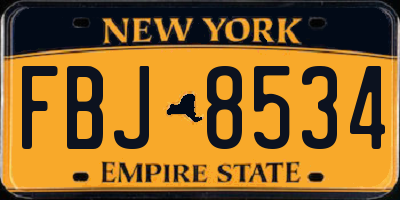NY license plate FBJ8534