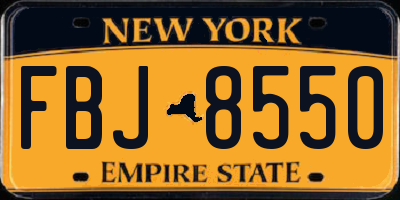 NY license plate FBJ8550