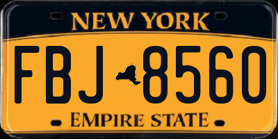 NY license plate FBJ8560
