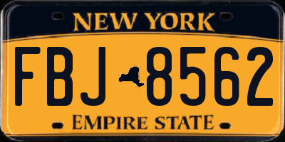 NY license plate FBJ8562