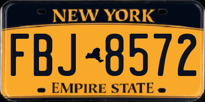 NY license plate FBJ8572