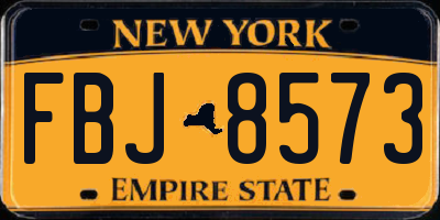 NY license plate FBJ8573