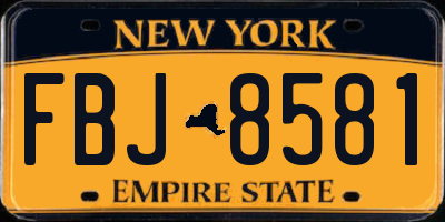 NY license plate FBJ8581