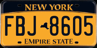 NY license plate FBJ8605