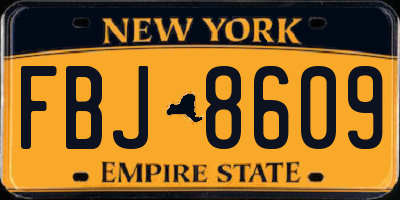 NY license plate FBJ8609