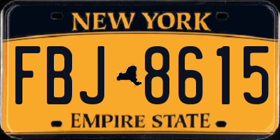 NY license plate FBJ8615