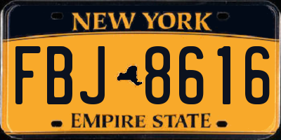 NY license plate FBJ8616