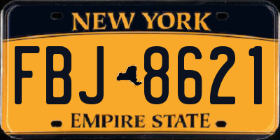NY license plate FBJ8621