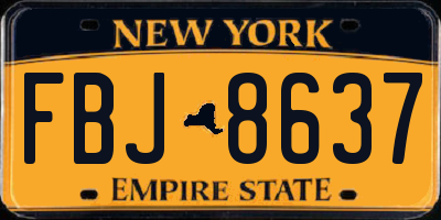 NY license plate FBJ8637