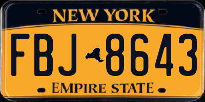 NY license plate FBJ8643