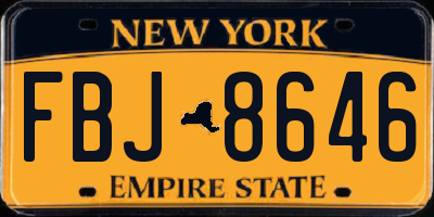 NY license plate FBJ8646