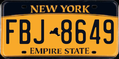 NY license plate FBJ8649