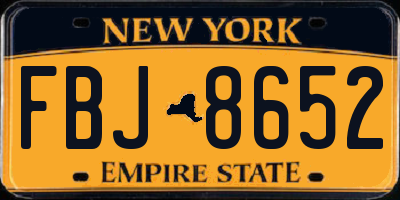 NY license plate FBJ8652