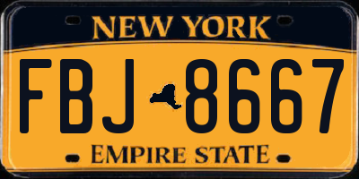NY license plate FBJ8667