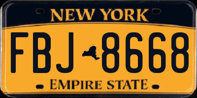 NY license plate FBJ8668