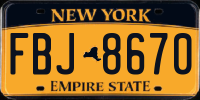 NY license plate FBJ8670