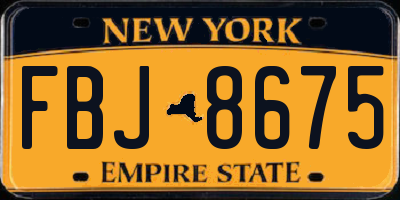NY license plate FBJ8675