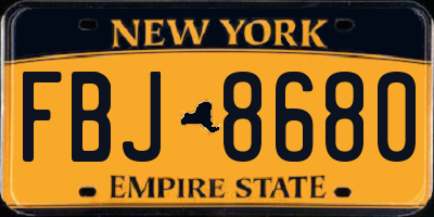 NY license plate FBJ8680
