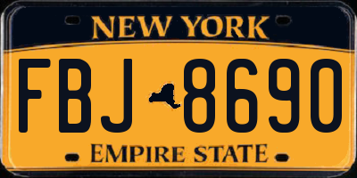 NY license plate FBJ8690