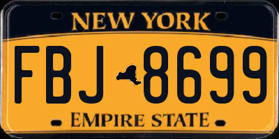 NY license plate FBJ8699