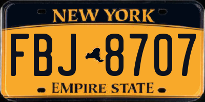NY license plate FBJ8707