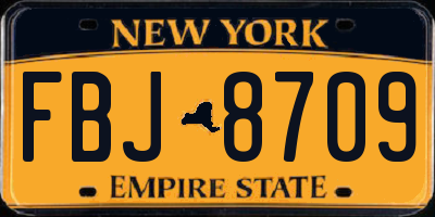 NY license plate FBJ8709