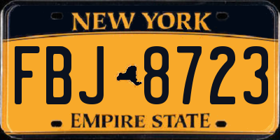 NY license plate FBJ8723