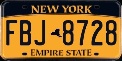 NY license plate FBJ8728