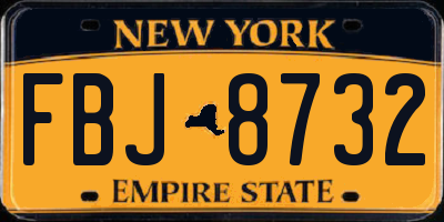 NY license plate FBJ8732
