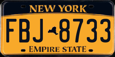 NY license plate FBJ8733