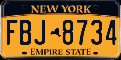 NY license plate FBJ8734