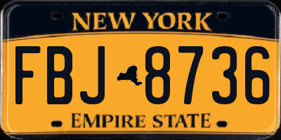 NY license plate FBJ8736
