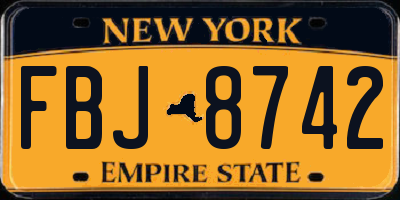 NY license plate FBJ8742