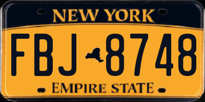 NY license plate FBJ8748