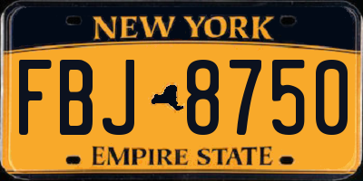 NY license plate FBJ8750