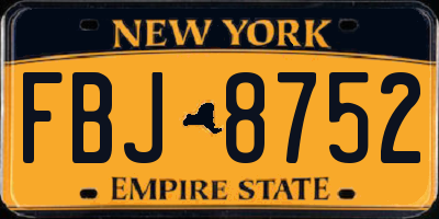 NY license plate FBJ8752