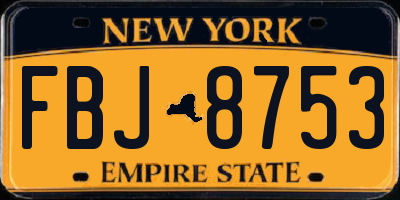 NY license plate FBJ8753