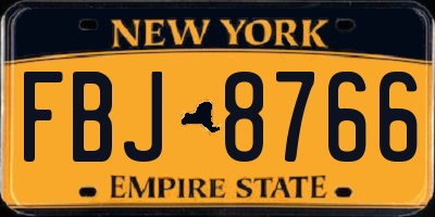 NY license plate FBJ8766