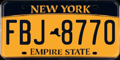 NY license plate FBJ8770