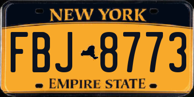 NY license plate FBJ8773